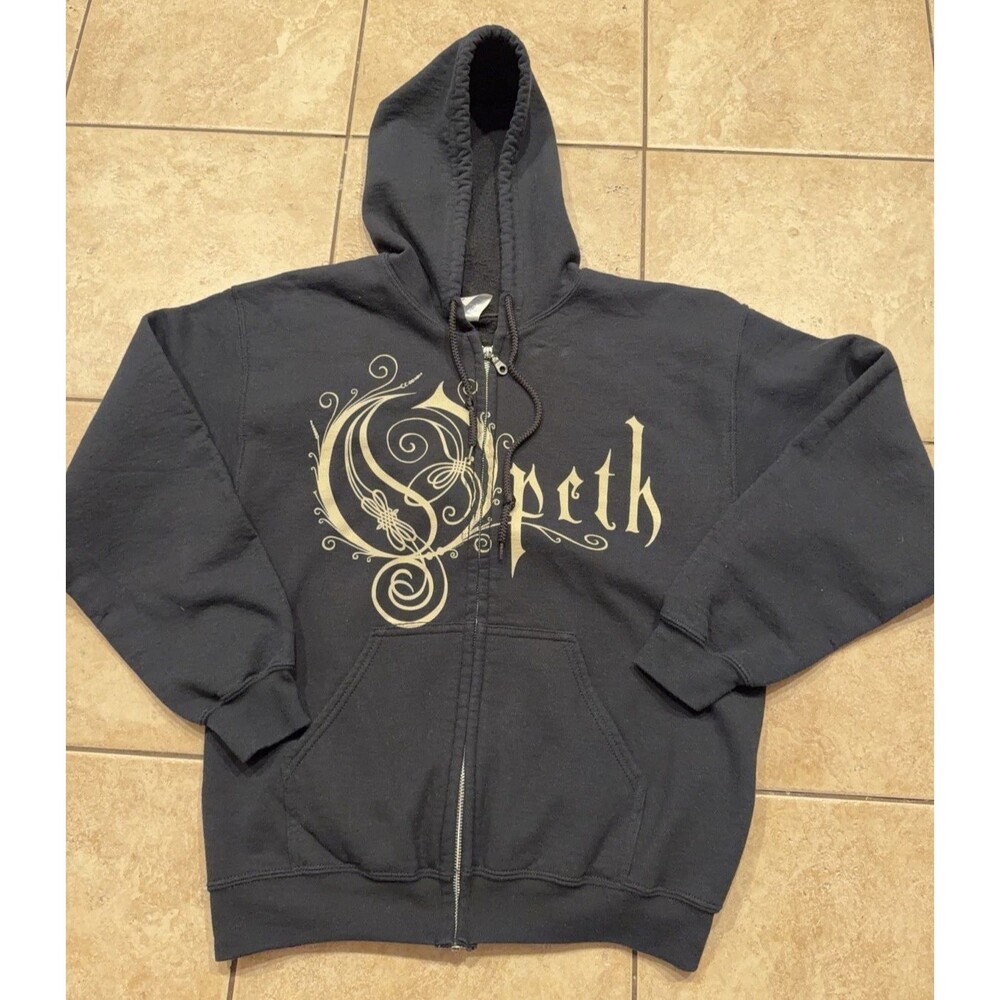 OPETH Hoodie Mens Medium Black Full Zip Sweatshirt Band Concert Metal Swedish
